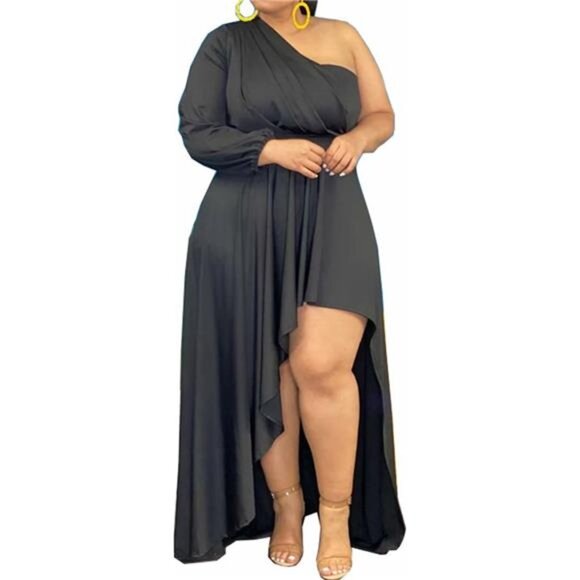 Women's Plus Size One Shoulder Maxi Dress XL-5X - Picture 1 of 6